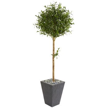 5.5 Olive Topiary Artificial Tree in Slate Planter - SKU #9230