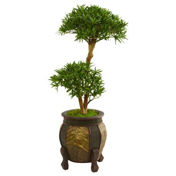 3.5 Bonsai Styled Podocarpus Artificial Tree in Decorative Planter - SKU #9234
