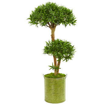 41 Bonsai Styled Podocarpus Artificial Tree in Metal Planter - SKU #9240