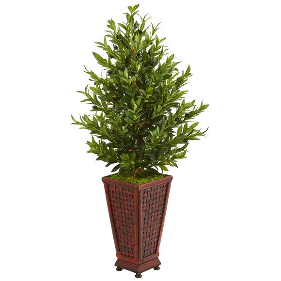 46 Olive Cone Topiary Artificial Tree in Decorative Planter - SKU #9321