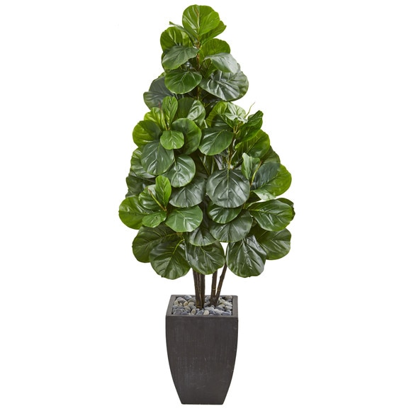 63 Fiddle Leaf Fig Artificial Tree in Black Planter - SKU #9384