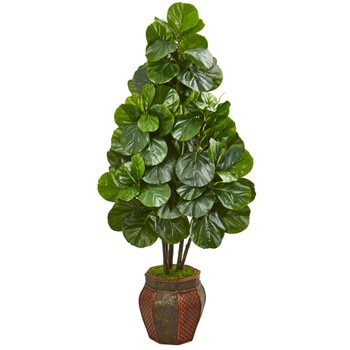 5 Fiddle Leaf Fig Artificial Tree in Decorative Planter - SKU #9385