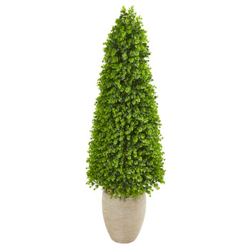 52 Eucalyptus Topiary Artificial Tree in Sand Colored Planter Indoor/Outdoor - SKU #9401