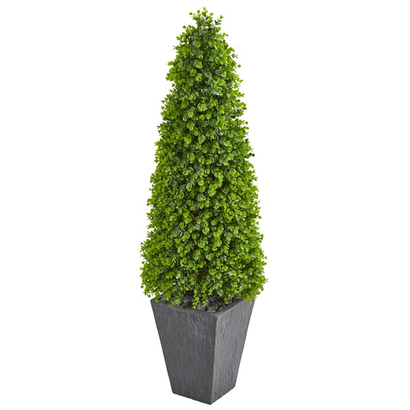 57 Eucalyptus Topiary Artificial Tree in Slate Planter Indoor/Outdoor - SKU #9405
