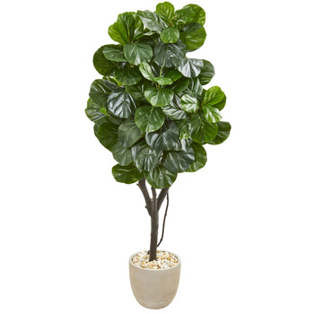 67 Fiddle Leaf Fig Artificial Tree in Sand Stone Planter - SKU #9411