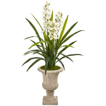 56 Cymbidium Orchid Artificial Plant in Urn - SKU #9413