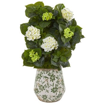 35 Hydrangea Artificial Plant in Decorative Vase - SKU #9419