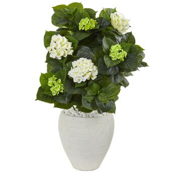 33 Hydrangea Artificial Plant in White Planter - SKU #9420