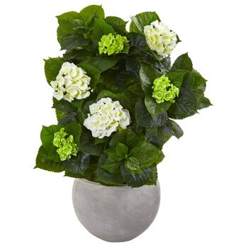 30 Hydrangea Artificial Plant in Sand Stone Bowl - SKU #9421