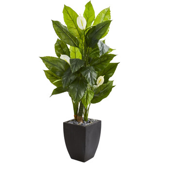 63 Spathyfillum Artificial Plant in Black Planter Real Touch - SKU #9442