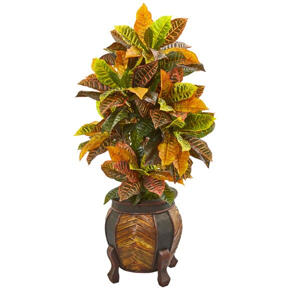 44 Croton Artificial Plant in Decorative PlanterReal Touch - SKU #9464