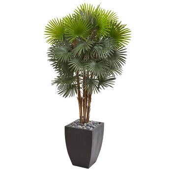59 Fan Palm Artificial Tree in Black Planter - SKU #9467