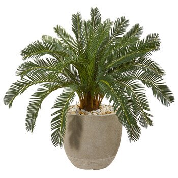 29 Cycas Artificial Plant in Sand Stone Planter - SKU #9476