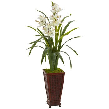 49 Cymbidium Orchid Artificial Plant in Decorative Planter - SKU #9480