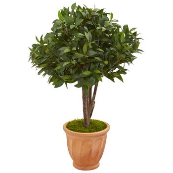 39 Bay Leaf Topiary Artificial Tree in Terra Cotta Planter - SKU #9483