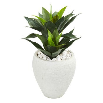 26 Double Agave Artificial Plant in White Planter - SKU #9511
