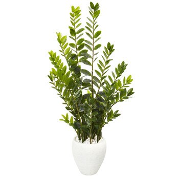 4.5 Zamioculcas Artificial Plant in White Planter - SKU #9527