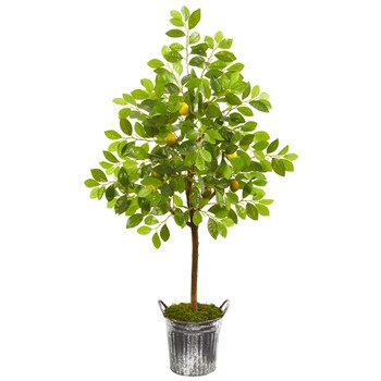 54 Lemon Artificial Tree in Vintage Metal Bucket - SKU #9560