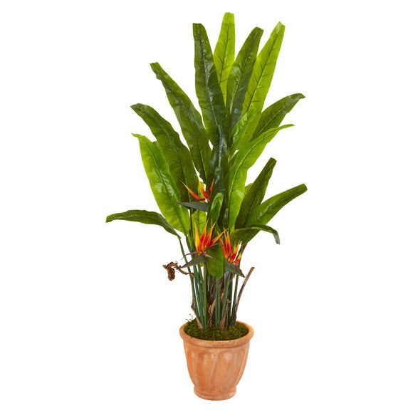 56 Bird of Paradise Artificial Plant in Terra-Cotta Planter - SKU #9588