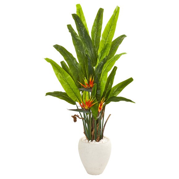 59 Bird of Paradise Artificial Plant in White Planter - SKU #9590
