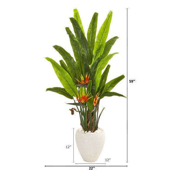 59 Bird of Paradise Artificial Plant in White Planter - SKU #9590 - 1