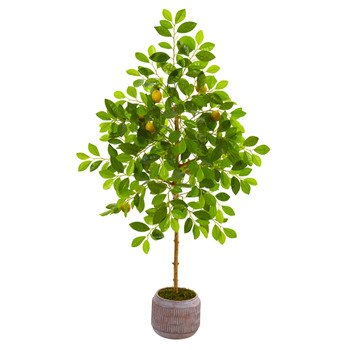 51 Lemon Artificial Tree in Stoneware Planter - SKU #9619