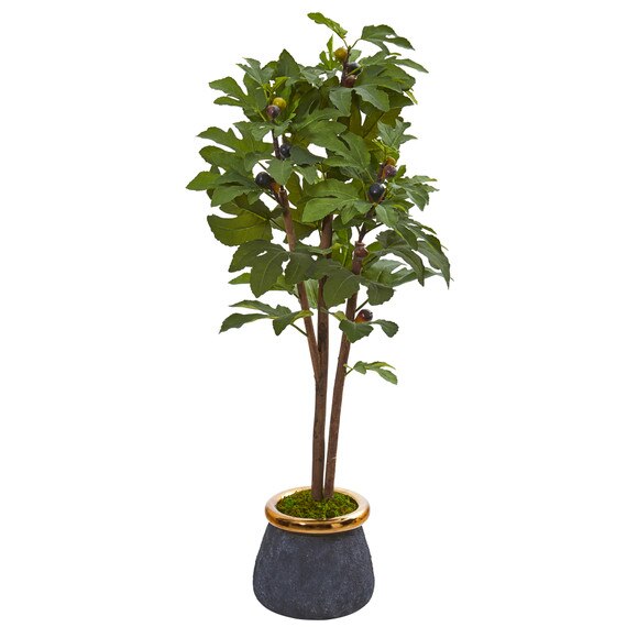46 Fig Artificial Tree in Planter with Brass Trimming - SKU #9686