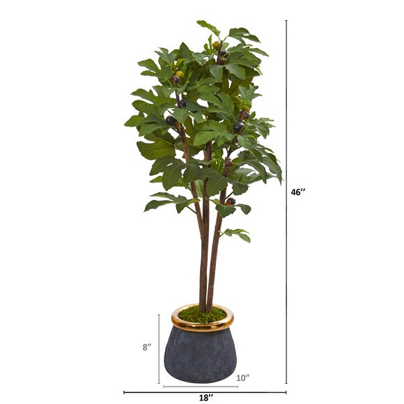 46 Fig Artificial Tree in Planter with Brass Trimming - SKU #9686 - 1