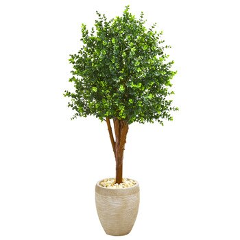 4.5 Eucalyptus Artificial Tree in Sandstone Planter UV Resistant Indoor/Outdoor - SKU #9700