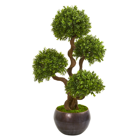 44 Four Ball Boxwood Artificial Topiary Tree in Planter - SKU #9710