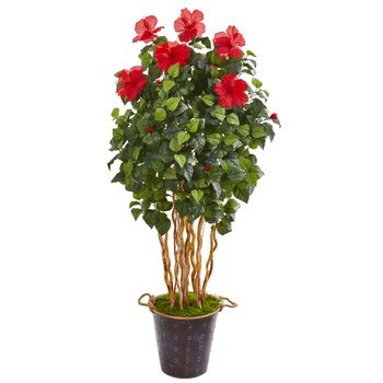 62 Hibiscus Artificial Tree in Decorative Planter - SKU #9715