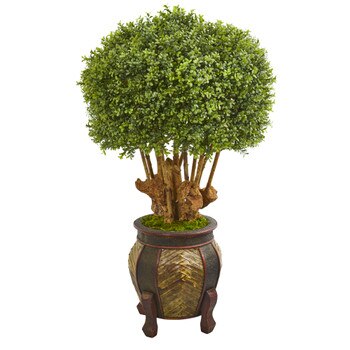 44 Boxwood Artificial Topiary Tree in Designer Planter - SKU #9731