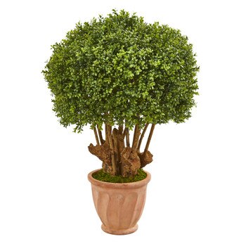 39 Boxwood Artificial Topiary Tree in Terracotta Planter Indoor/Outdoor - SKU #9734