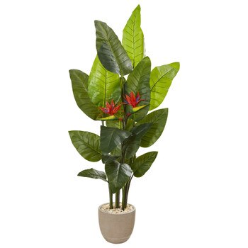 69 Bird of Paradise Artificial Plant in Sandstone Planter Real Touch - SKU #9739