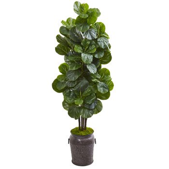 6 Fiddle Leaf Fig Artificial Tree in Metal Planter - SKU #9751