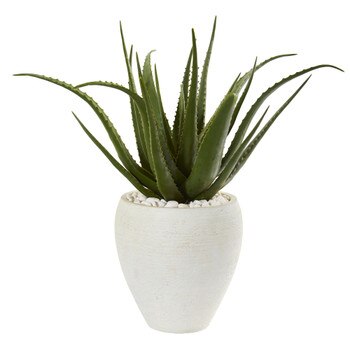 27 Aloe Artificial Plant in White Planter - SKU #9791