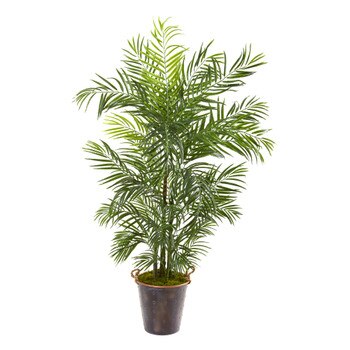 69 Areca Palm Artificial Tree in Metal Pail UV Resistant Indoor/Outdoor - SKU #9796