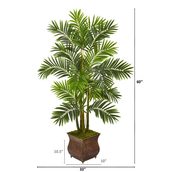 60 Areca Palm Artificial Tree in Metal Planter - SKU #9802 - 1
