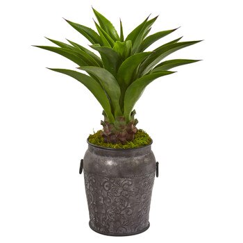 37 Agave Artificial Plant in Metal Planter - SKU #9809