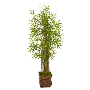 64 Bamboo Grass Artificial Plant in Metal Planter - SKU #9819
