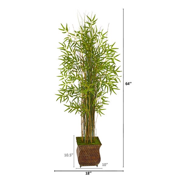 64 Bamboo Grass Artificial Plant in Metal Planter - SKU #9819 - 1