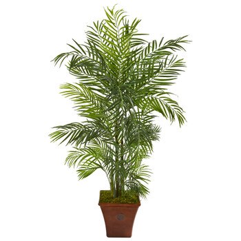 5 Areca Artificial Palm Tree in Brown Planter UV Resistant Indoor/Outdoor - SKU #9831