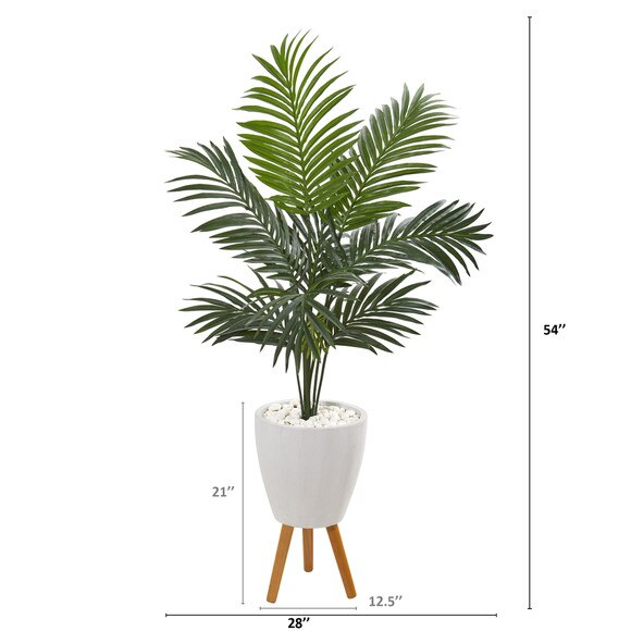 4.5 Kentia Artificial Palm Tree in White Planter with Legs - SKU #9837 - 1