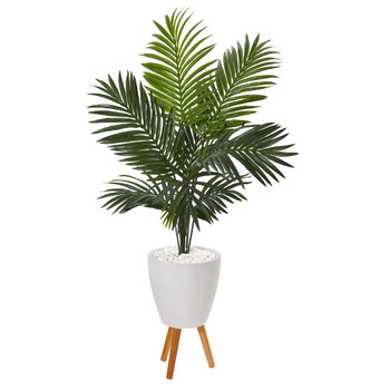 61 Paradise Palm Artificial Tree in White Planter with Stand - SKU #9844