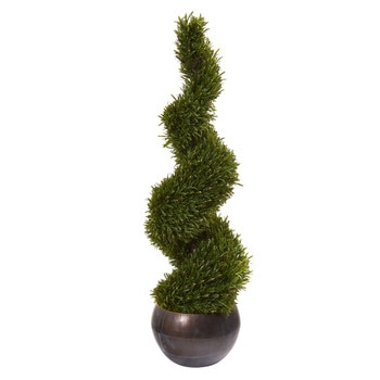 49 Rosemary Spiral Topiary Artificial Tree in Bowl Indoor/Outdoor - SKU #9849