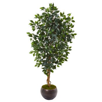 64 Ficus Artificial Tree in Metal Bowl - SKU #9859