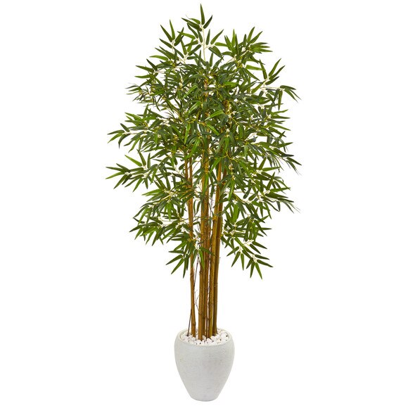 65 Multi Bambusa Bamboo Artificial Tree in White Planter - SKU #9868