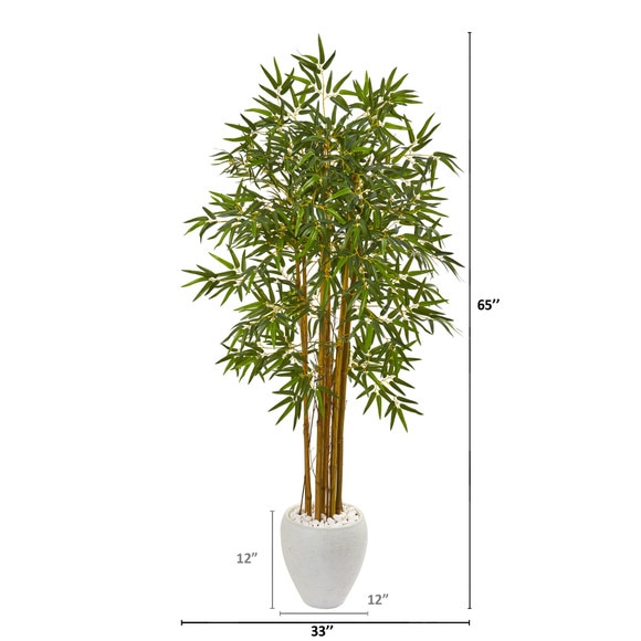 65 Multi Bambusa Bamboo Artificial Tree in White Planter - SKU #9868 - 1