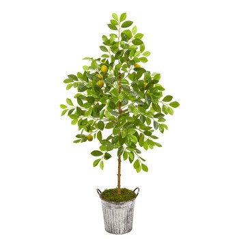 55 Lemon Artificial Tree in Vintage Metal Pail - SKU #9873