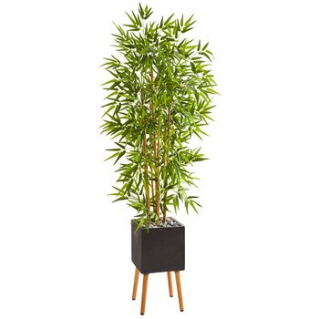 59 Bamboo Artificial Tree in Black Planter with Stand - SKU #9874